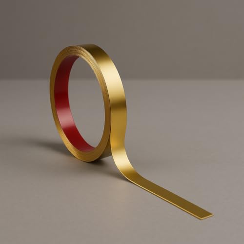 Image of Gold Moulding Patti for Wall - 5M Self Adhesive Metal Strip | T Profile Wall Moulding Trim for Ceiling, Furniture, Cabinet, Tile Border | 25MM SS 201 Mirror Finish (Gold, 25MM)
