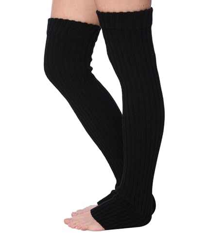 Image of Women's Cable Knit Leg Warmers - Ribbed Knee High Boot Socks for Winter, Layering & Dance Warmups