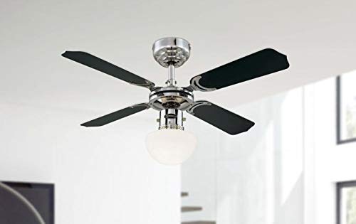 Westinghouse Lighting 78321 Portland Ambiance 90 cm Chrome Indoor Ceiling Fan, Light Kit with Mushroom Glass
