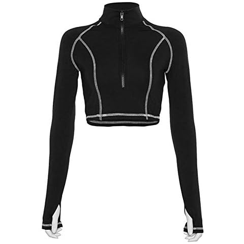 RYSLJJWCZ Fall New Women's Reflective Print Slim Fit Navel Long Sleeve Top-L Cover