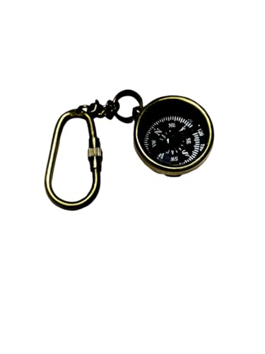 Brújula de Bolsillo Mini de Latón con Clip y Dial Negro miniatura 1