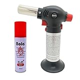 NOLA 863 Küchenbrenner mit Piezozündung & 100 ml Gas – Flambierbrenner Set für Crème...