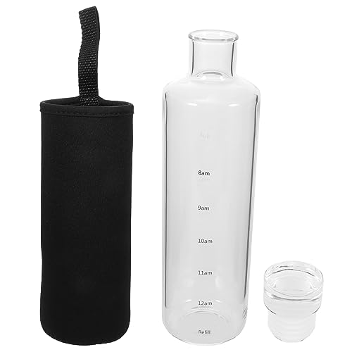 PartyKindom Jarra Con Tapa Botella Transparente De Uso Diario Botella Vacía Portátil Jarra Hidro Botellas De Agua Botella De Agua Clara Suministro De Jugo Vidrio De Alto Borosilicato
