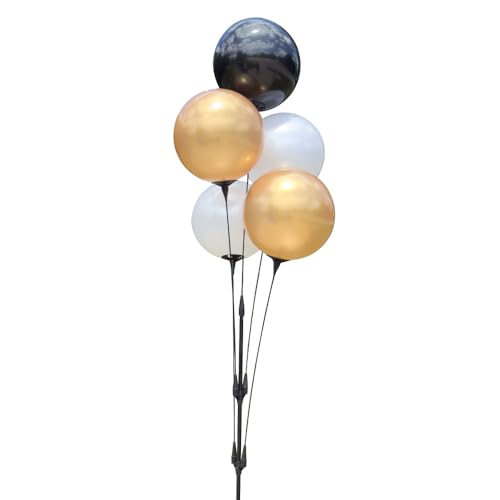 Image of Reusable Outdoor Balloon Clusters - Helium Free, All-Weather, Durable, Plastic Balloons for Advertising, Real Estate, Grand Openings & Events (Black, Gold, White)