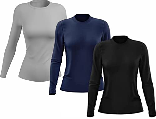 Kit 3 Camisetas Térmicas Femininas Manga Longa Proteção UV 50+ Segunda Pele (as2, alpha, m, regular)
