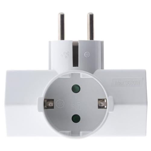 Zenitech - Triplite Schuko 16A Mit Schalter - Steckdosenleiste 3 Ausgänge Kompatibel Mit Elektrischen Geräten - Maximalleistung 2300W - Ideal Für Enge Räume - Weiß