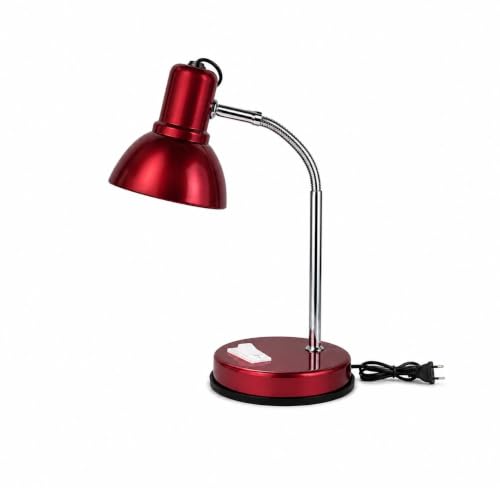 Image of LED Red Desk Lamp for Study Table | Adjustable Metal Reading Lamp with Flexible Neck | Eye Care Table Light for Students, Bedroom, Office & Work Desk