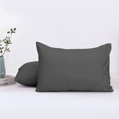 Image of Travel Pillow Case 12x18 Size Pack of 2 Pieces 100% Egyptian Cotton Zipper Closure 500 Thread Count Toddler Pillowcase Fits Up to 12x18, 12x16 or 11x15 Dark Grey