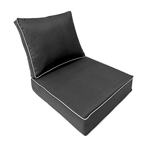 Prolinemax Contrast Piped Trim Medium 24x26x6 Deep Seat Back Cushion Slip Cover Set AD003