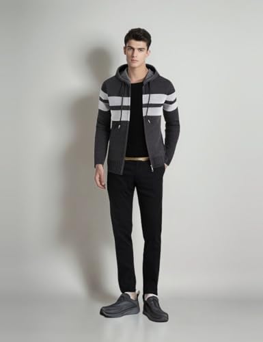 Image of Kinkia Men's Zip Up Hoodies Casual Long Sleeve Full Zipper Sherpa Fleece Lined Knit Cardigan Sweater Jacket with Pockets
