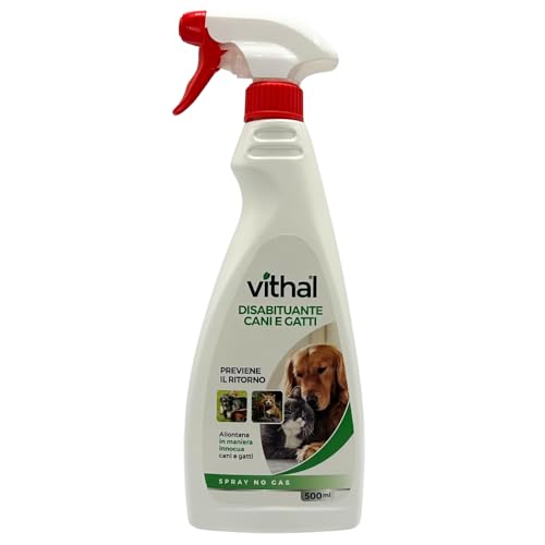 VITHAL Repellente per Gatti e Cani - Spray Liquido 500ml, Disabituante Gatti e Cani, Anti Urina Anti Graffio, Ideale per Tutte le Superfici, Interni ed Esterni, Adatto per Cuccioli e Adulti