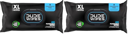 Image of DUDE Wipes, 48 Count, 2 Pack | Flushable | Unscented | Extra-Large | Vitamin-E & Aloe