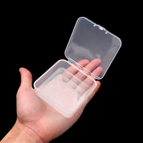 Image of 120 Pcs 3 x 3 x 1 Inch Plastic Bead Storage Container with Hinged Lids, Clear Small Items Organizer Box for Jewelry, DIY Craft, Hardware, Game Pieces