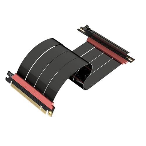 Image of LINKUP - AVA5 PCIE 5.0 Riser Cable (Used) | RTX5090 RX9070 GPU Ready | x16 128GB /s Speed | Compatible with PCIe 4.0 & WRX80 /WRX90E | Right Angle, Black 25cm (Total Length 29cm)