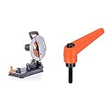 Produkt 1: Gehrungen 45 Grad mit einer maximalen Schnittkapazität von 120 x 120 mm, Sockel aus Pressstahl, verstellbare Tiefe, hintere Spannbacke mit 3 Positionen, Späneschutz, integrierter Tragegriff