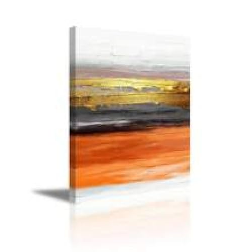 Peinture orange or abstrait pour salon moderne et décoration de chambre