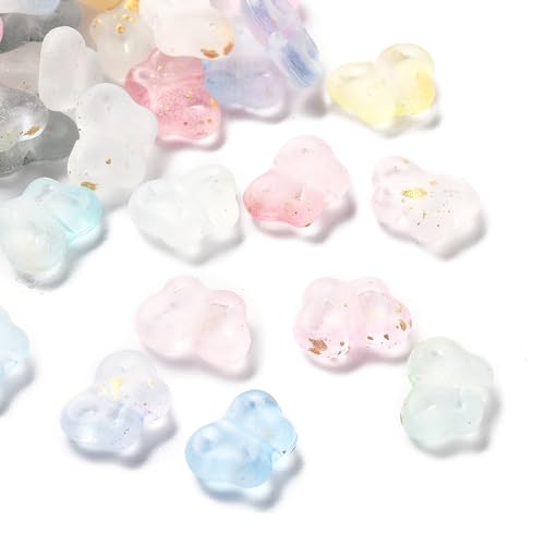 LiQunSweet 200 pcs Colorful Transparent Butterfly Theme Acrylic Beads with Golden Foil Spring Insect Animal Spacer Beads for Bracelet Earring Necklace DIY Crafts Jewelry Making