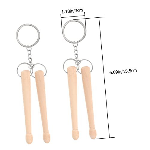 Llaveros de baquetas mini de madera y metal miniatura 2