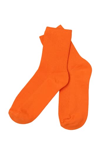 SHENHE Womens Ribbed Knit Cushioned Athletic Running Mid Calf Crew Socks Neon Orange One Size