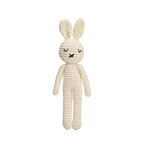 Image of Easter Baby Rattle Crochet White Bunny Doll Baby Toys Handmade Newborn Toy Early Development Grips Stuffed Animal Organic Rattle (Bunny Doll)