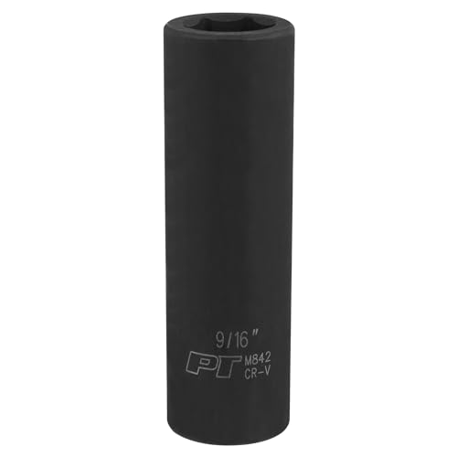 Image of Performance Tool M842 1 /2 Drive Impact Socket, 9 /16 - Chrome Vanadium, 6 Point Deep Socket for Heavy-Duty Jobs - Ideal for Automotive and Industrial Use