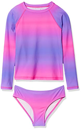 Kanu Surf Girls' Long Sleeve Rashguard Two Piece Swim Set, Janie Pink, 4T
