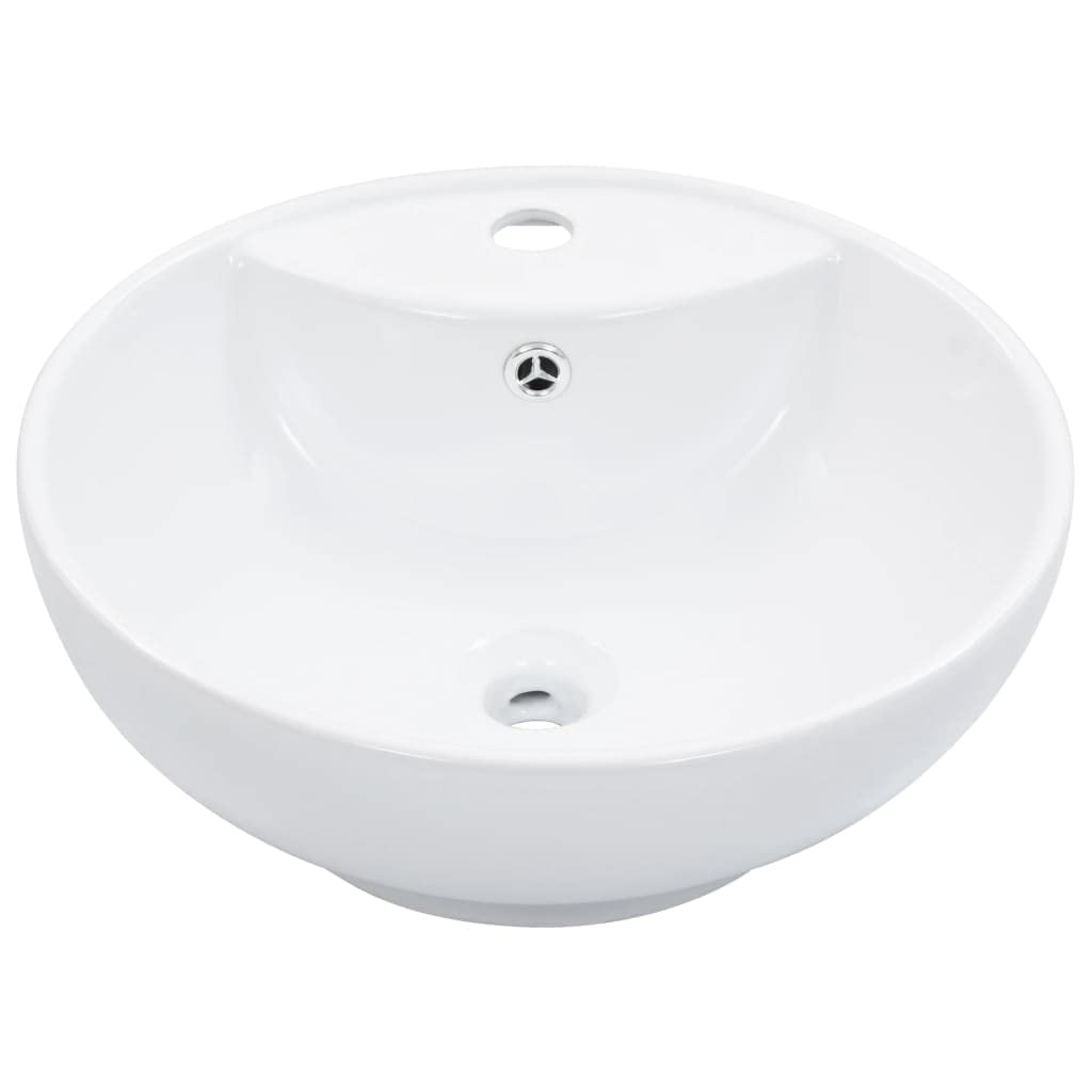 vidaXL Lavabo con Rebosadero Baño Servicio Fregadero Piezas de Fontanería Bricolaje Instalación Decoración Aseo Grifería 46,5x15,5 cm Cerámica Blanco