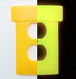 Warp Pipe Wall Plate Cover - Super Mario Room Decor Single Switch/GFCI Rocker/Power Outlet Handmade Video Game Room Decor Geek Gamer Bedroom (Yellow Glow in the Dark - Power Outlet Cover 1-Gang)