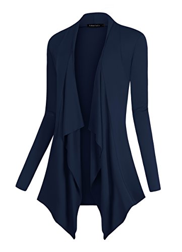 Image of Urban CoCo Women's Drape Front Open Cardigan Long Sleeve Irregular Hem