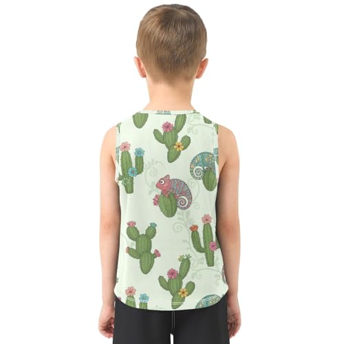 J JOYSAY Chameleon Cactus Green Boys Tank Top Sleeveless Muscle Shirts Quick Dry Sport Active Workout Kids T-Shirts 3-15T3