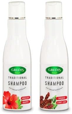 Green's Concept | Traditional Hibiscus & Arappu Shampoo (200ml) + Traditional Shikakai & Curry Leaf Shampoo (200ml) | Smooth & Strong Hair