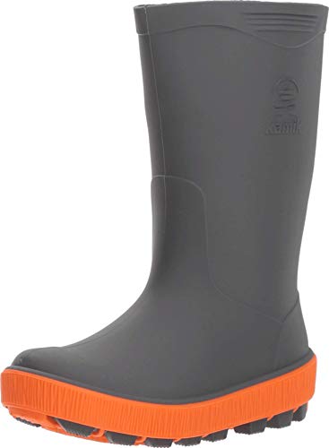 Kamik Kids Riptide (Toddler/Little Kid/Big Kid) - Boots for Kids - Pull-on Rainboots - Contrasting Midsole Charcoal 3 Little Kid M