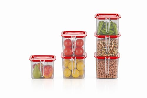 Image of Fridge Storage Box 1000ml Handle, Kitchen Organizer Container Set Pack of 3