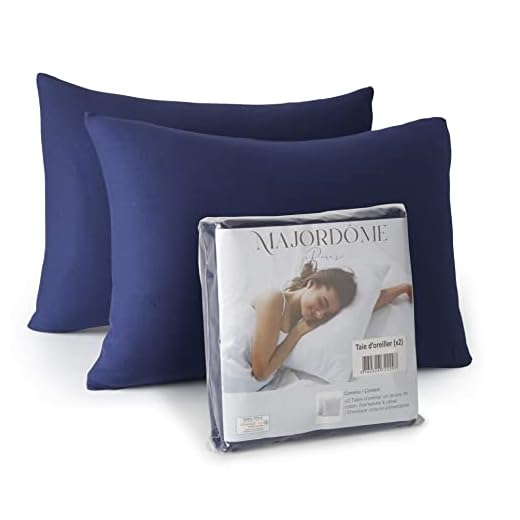 Majordôme - Lot de 2X taies d'oreiller ( 40 x 60 cm - Bleu Marine ) en Coton Jersey Doux, Extensible et Respirant certifié Oekotex - Fermeture à Rabats