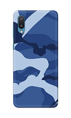 Image of Printed Hard Back Cover Case for Samsung Galaxy M02 | Samsung Galaxy A02 Back Cover (Army Blue Pattern) -1302