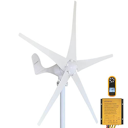 pikasola Wind Turbine Generator Kit 400W 12V with 5 Blade, Wind Generator Kit with Charge Controller, Wind Power Generatorfor Marine, RV, Home, Windmill Generator Suit for Hybrid Solar Wind System