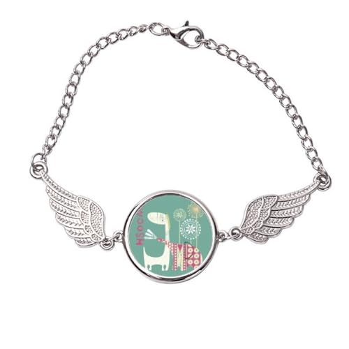 Bracelet jonc en métal ailes d'ange éléphant vert bijou fantaisie taille M