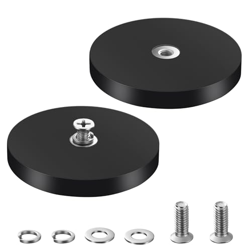 Adiwo 2 Pcs Imanes Neodimio con Goma Imanes Neodimio, 66 mm base de montaje magnética, Iman Neodimio Para barras de luz y espejos adicionales, Foco Led Antenas De Radio Cámaras