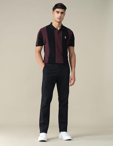 Image of U.S. Polo ASSN. Striped Slim Fit Polo T Shirts for Men - 100% Cotton, Half Sleeves Mens Tshirt
