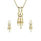 ISAACSONG.DESIGN Sterling Silver Cat Kitty Jewelry Set - Cat Lovers Necklace, Earrings, Bracelet, Ring Set for Women
