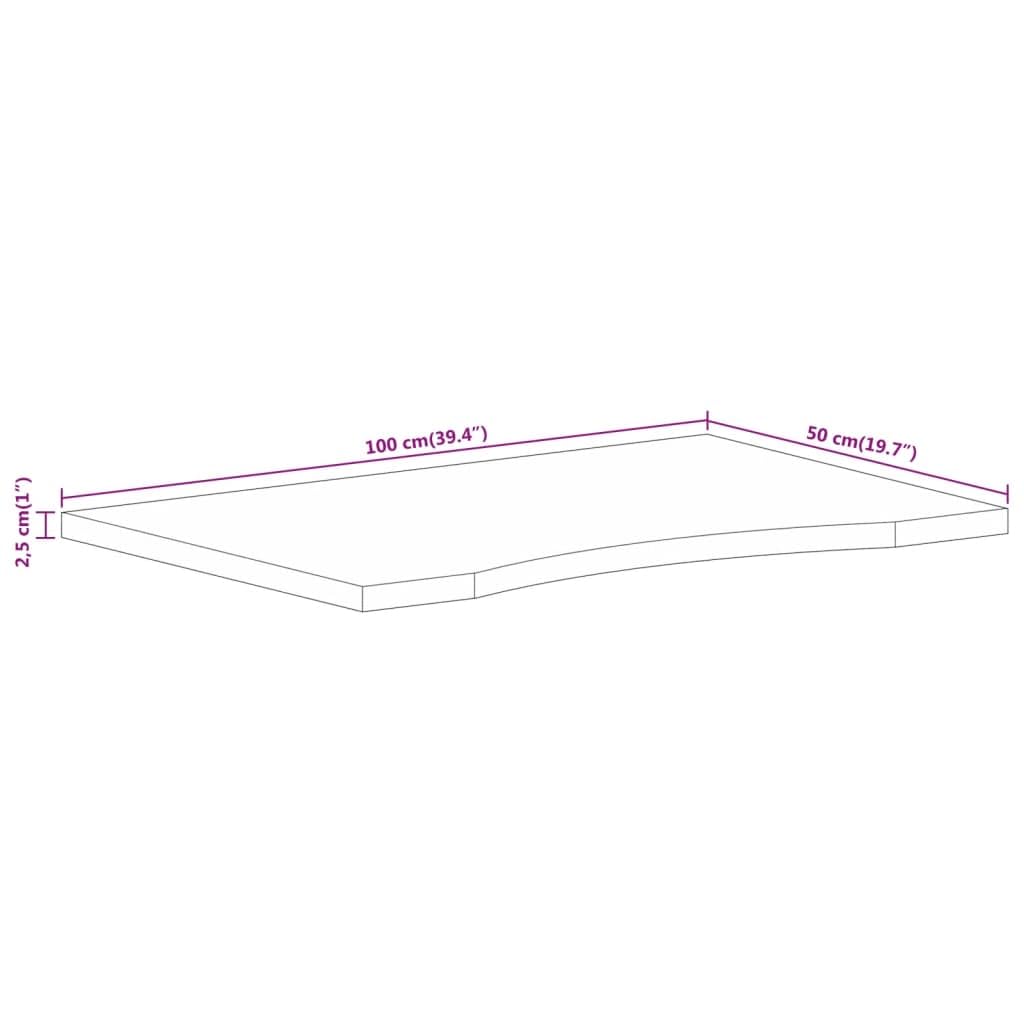 vidaXL Schreibtischplatte, Bürotischplatte mit Aussparung, Tischplatte für Schreibtisch Esstisch, Ersatztischplatte Holzplatte, 100x50x2,5cm Massivholz Mango
