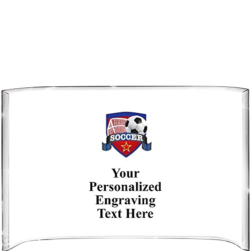 Crown Awards 5" H x 7.75" W Soccer Color Printed Curva Acrylic Award, Personalize with Your Engraving for Free Prime