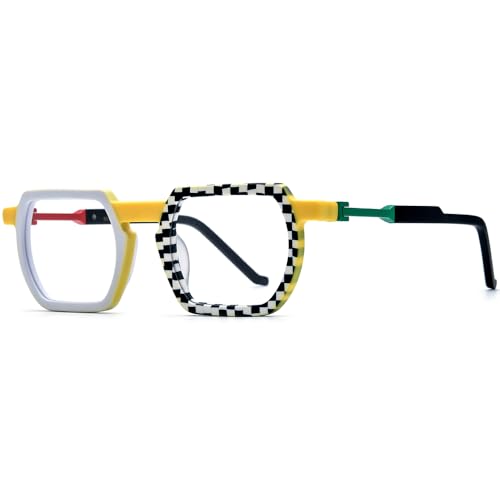 Image of HEPIDEM Matte Multicolor Acetate Glasses Frame Men Vintage Square Eyeglasses Optical Spectacles 9289