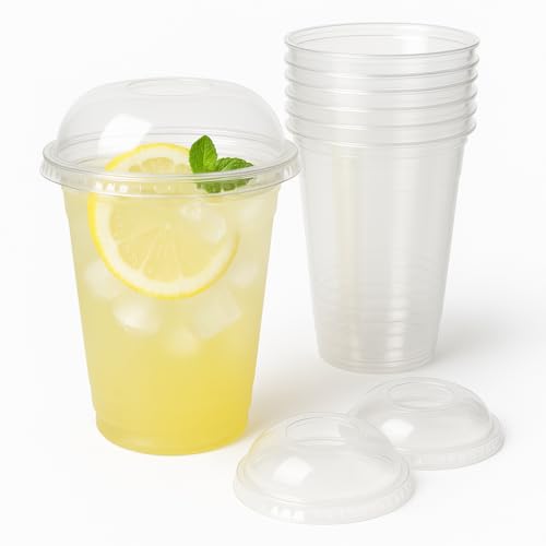 Inoverse 50 Stück Smoothie Becher To Go, Smoothie Cup 300 ml, Dessertbecher, Plastikbecher, Eiskaffee Becher, Cocktail Gläser Plastik, Bubble Tea Becher, inkl. Domdeckel mit Loch Inoverse 50 Stück Smoothie Becher To Go, Smoothie Cup 300 ml, Dessertbecher, Plastikbecher, Eiskaffee Becher, Cocktail Gläser Plastik, Bubble Tea Becher, inkl. Domdeckel mit Loch