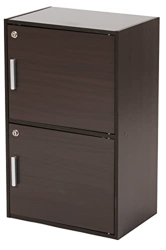 システムK 2段収納ボックス【組合せ自分スタイル】A4サイズが入る鍵付き 扉付き オープン 選べるカラーボックス インテリアに馴染む おしゃれ 収納棚 訳有り ブラウン