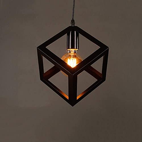 Plafonnier chic en fer forgé suspension cube noir design industriel - 7