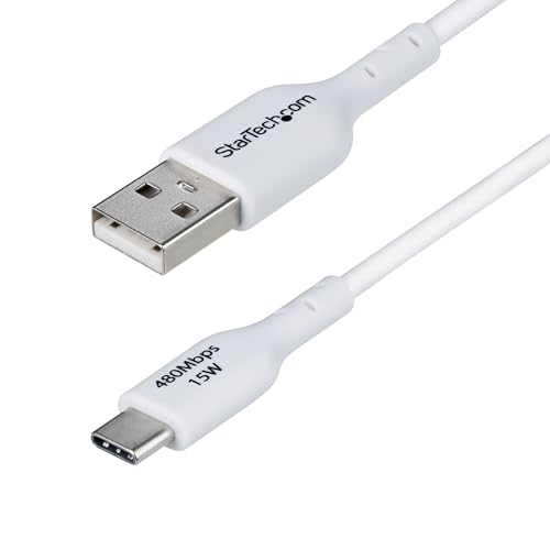 StarTech 1m/3ft USB-A to USB-C Charging Cable, 3A, White (USB2AC1MNCWHE)