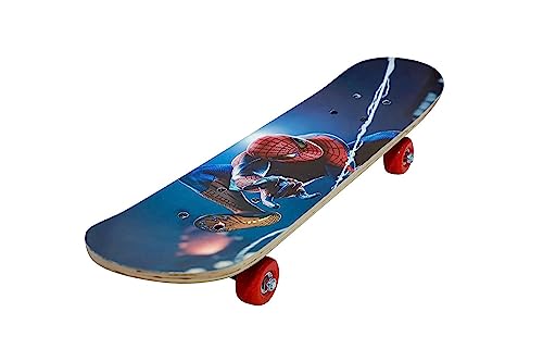Image of Portable Handheld Lightweight Skateboard 24 inchX 6 inch Light Flashing 4 Wheels Mini Cruiser Skateboard, Beginners Longboard Suitable for Kids, Age (5-9 Years) (Spider Man Print)