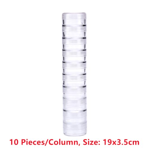 Image of BAOFALI 70 PCS Stackable Plastic Containers, Clear Storage Box Round Organizer Jars for Beads, Buttons, DIY Art CraftJewelry Nail Accessory (919x3.5cm / 7.5X.5inch)