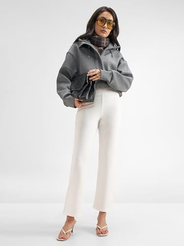 Image of Tokyo Talkies Women's Stretchable Bootcut Pants | High Rise Flared Trousers |Travel & Formal Wear|Workwear Trousers